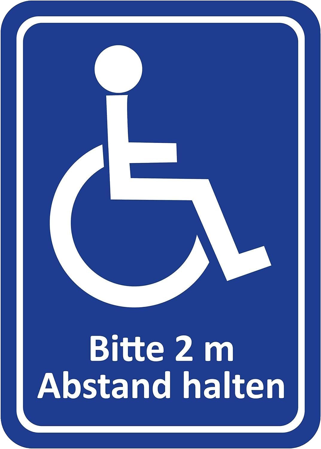Rollstuhl Abstand Aufkleber 2m | Bitte Abstand halten | barrierefrei Hinweis |