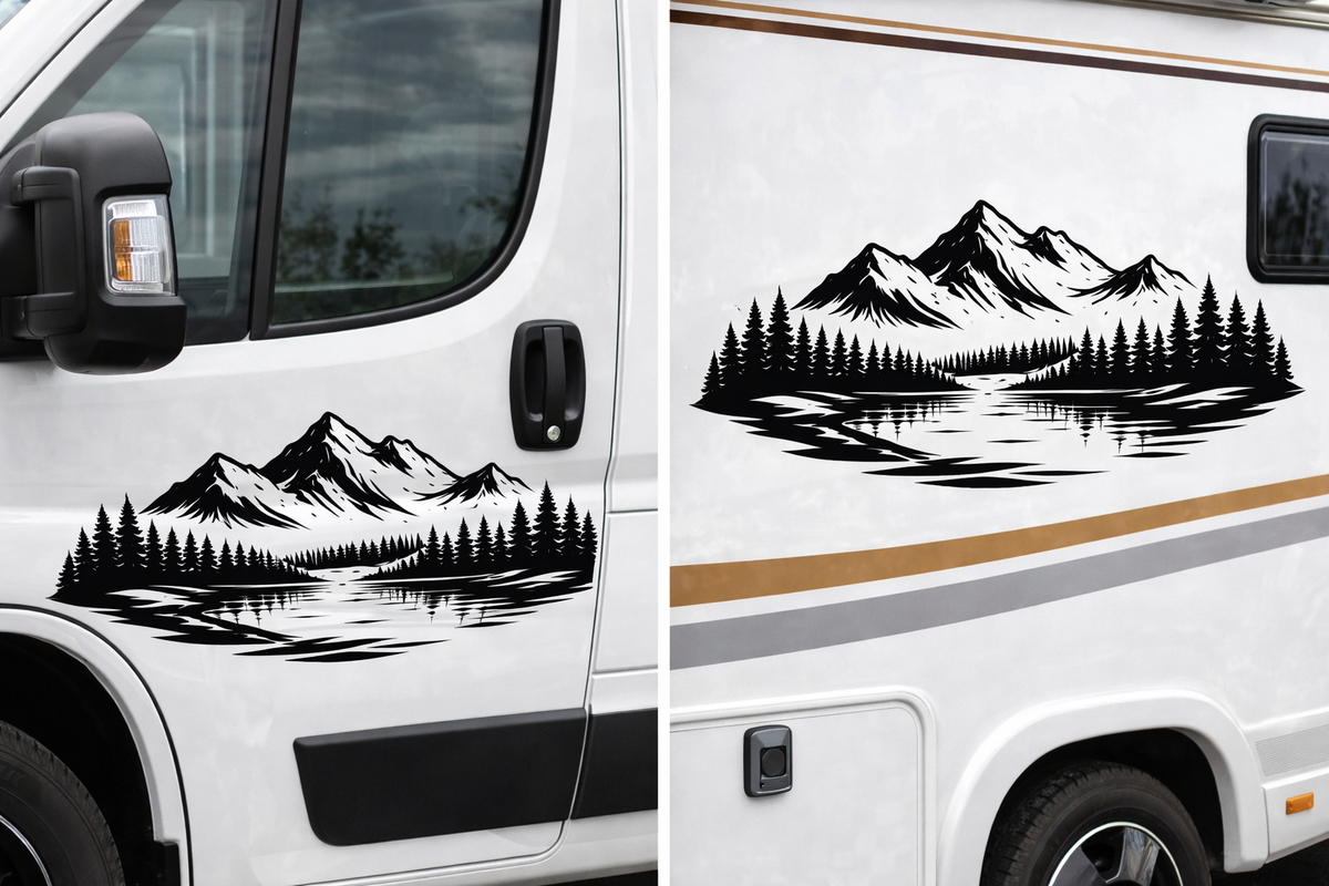 Bergpanorama – Aufkleber für Auto & Wohnmobil