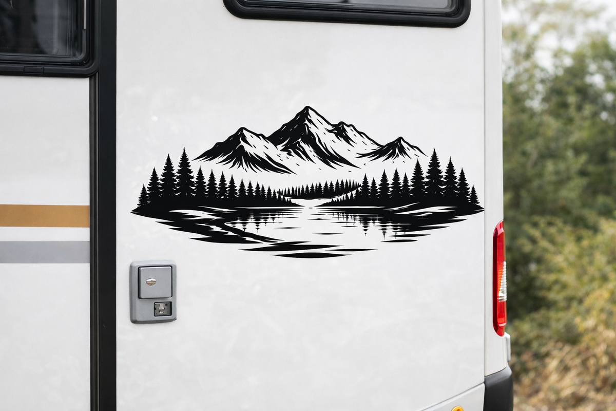 Bergpanorama – Aufkleber für Auto & Wohnmobil