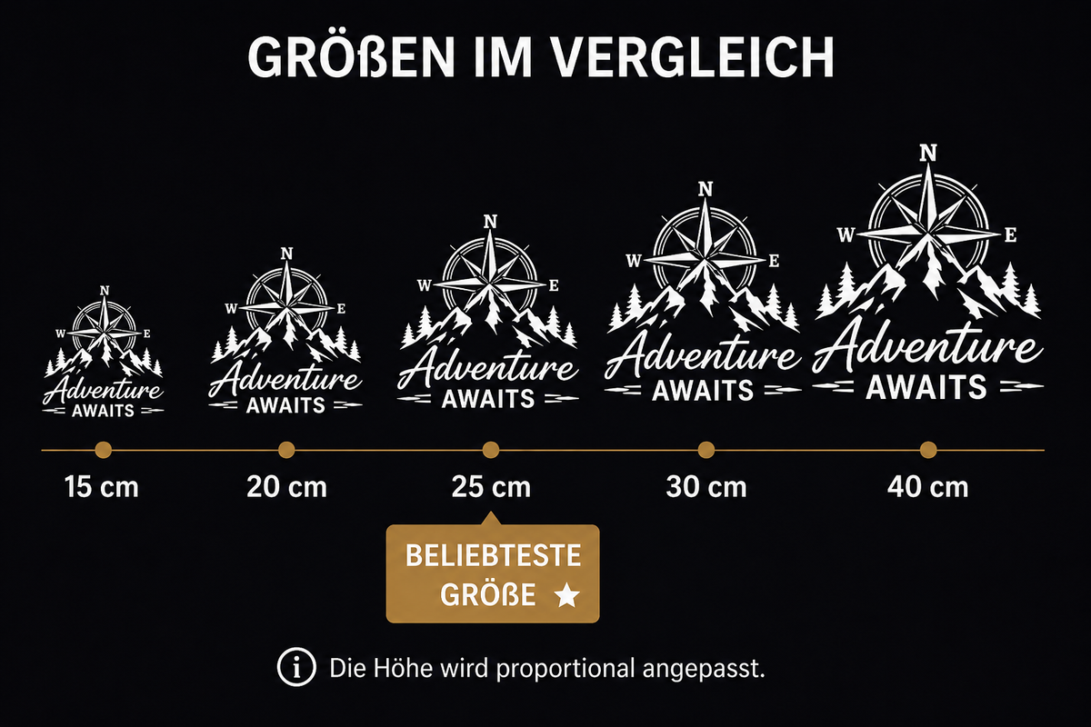 Adventure Awaits Autoaufkleber Camper Aufkleber Berge Kompass Wohnmobil Sticker Outdoor Camping Vanlife Heckscheibe Wunschgröße