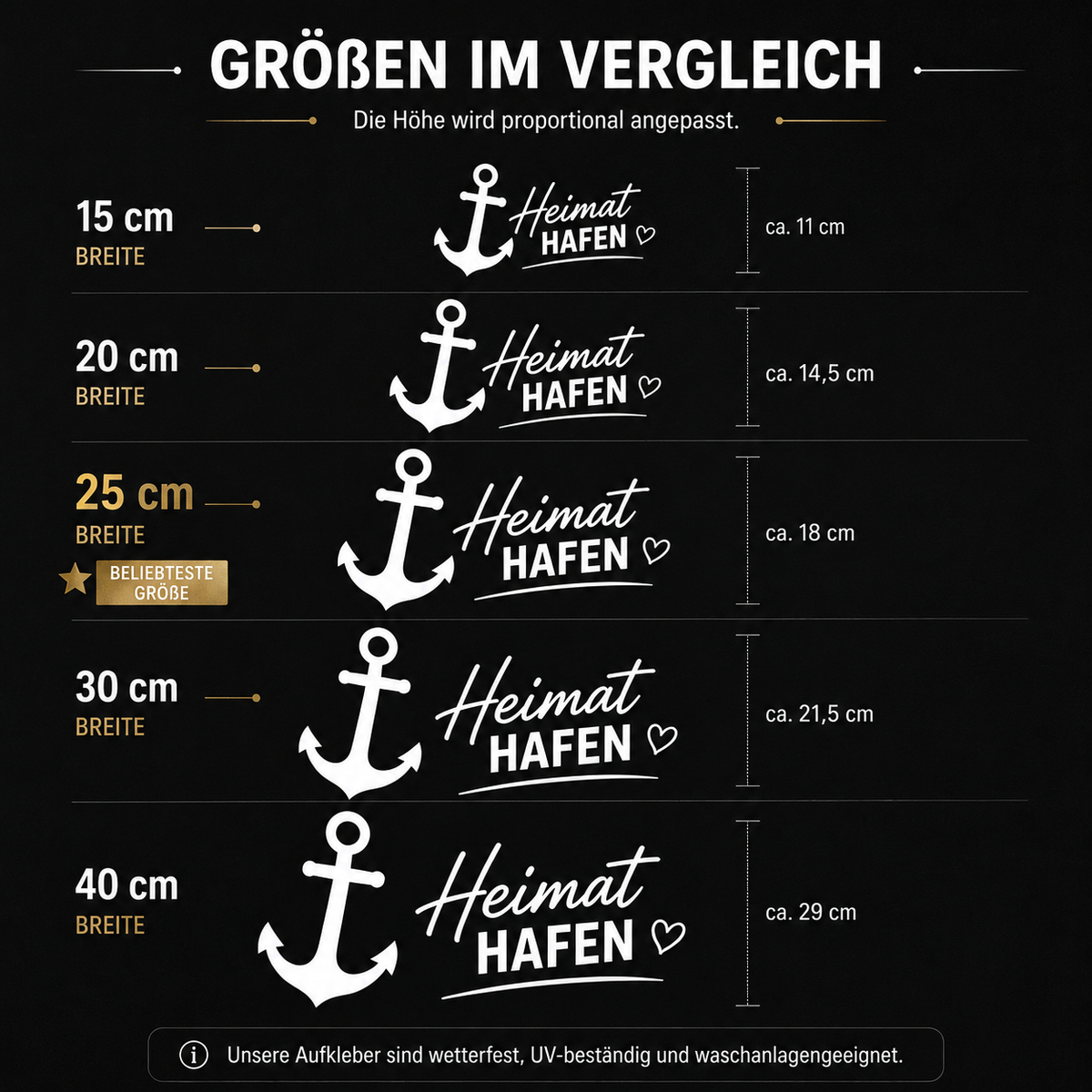 Heimat Hafen Autoaufkleber | Anker Sticker | Camper Aufkleber | Wohnmobil Aufkleber | Auto Heckscheibe | Maritime Deko | Wunschgröße