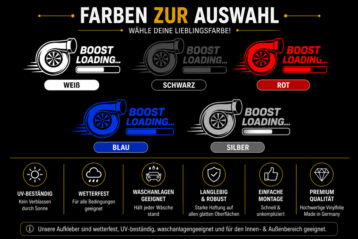 Boost Loading Autoaufkleber | Turbo Sticker | Turbolader Aufkleber | Tuning Auto Sticker | Racing Decal | JDM Style | Heckscheibe Aufkleber