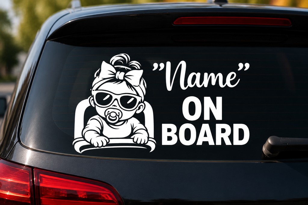 Personalisierter Baby Autoaufkleber mit Name – Baby an Bord Aufkleber – Wunschname – Geschenk zur Geburt – Auto Sticker Baby Mädchen