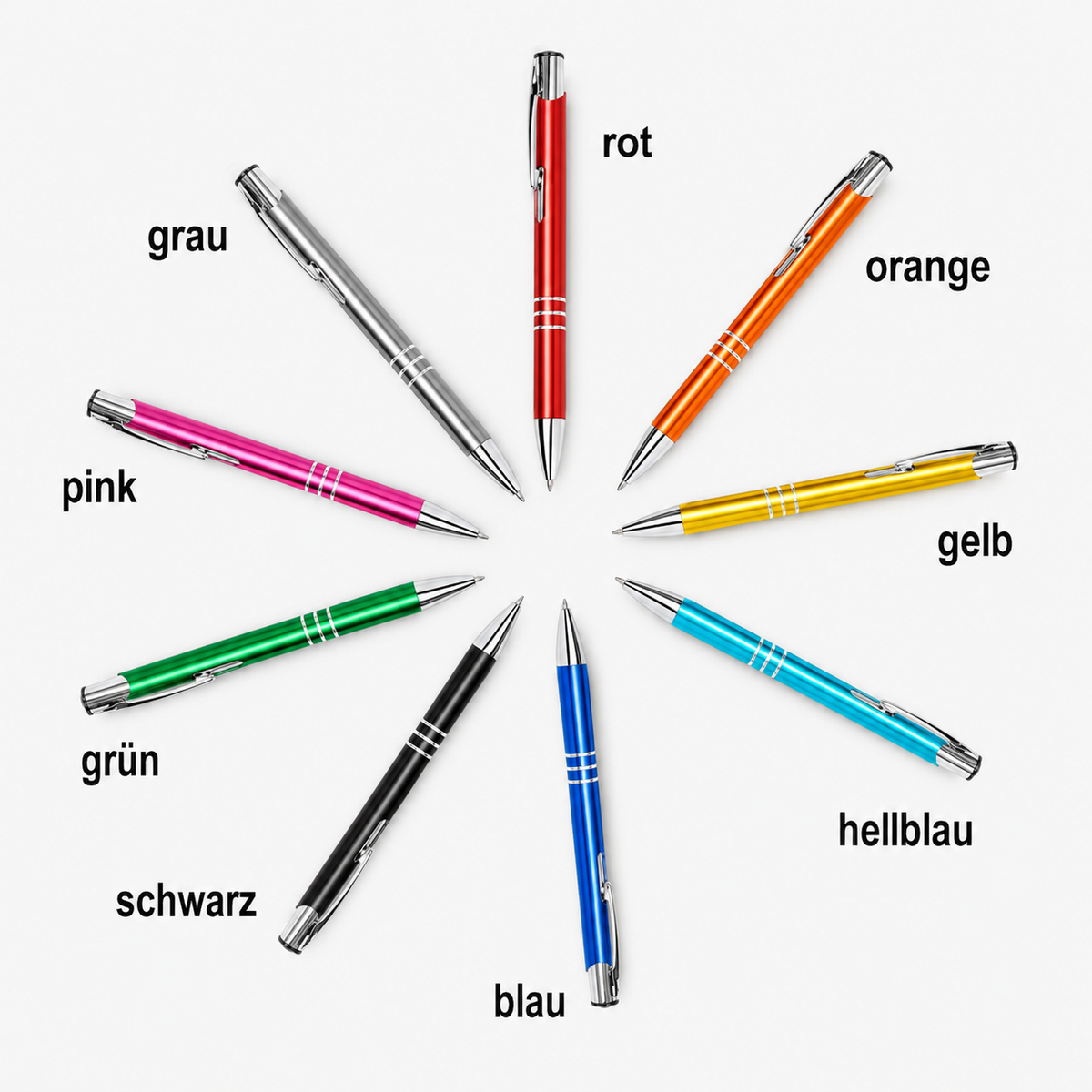 Personalisierter Kugelschreiber mit Wunschgravur | Metall Stift mit Namen Logo Text | Werbeartikel Gastgeschenk