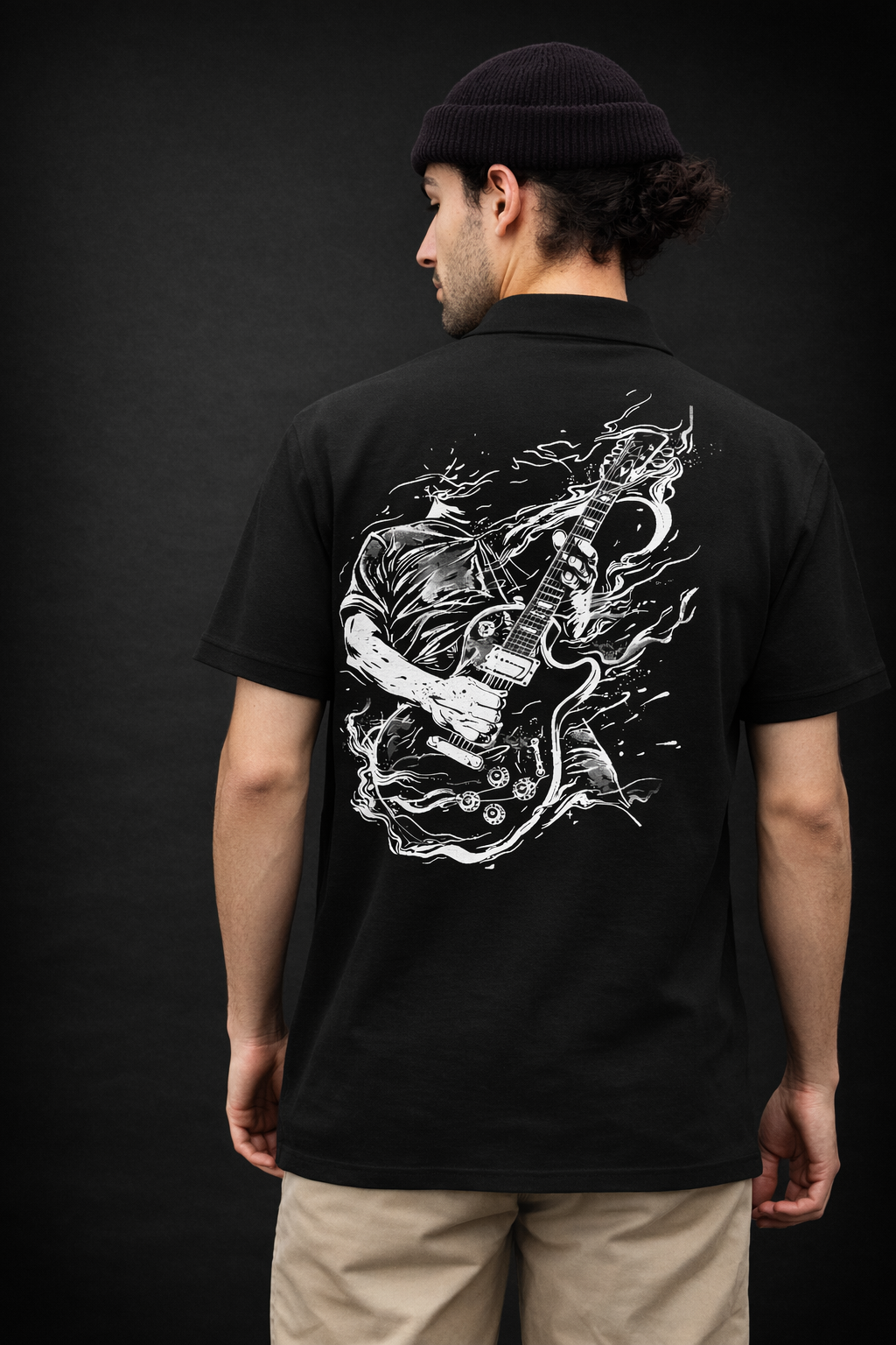 Rock Guitar Sweatshirt – Gitarrist Rückenprint Pullover – Rocker Streetwear Crewneck – Geschenk für Musiker & Gitarrenfans