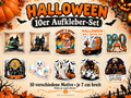 Halloween Aufkleber Set – 10 Sticker mit Geistern, Kürbissen, Skeletten & Spukhaus – ca. 7 cm – Halloween Deko
