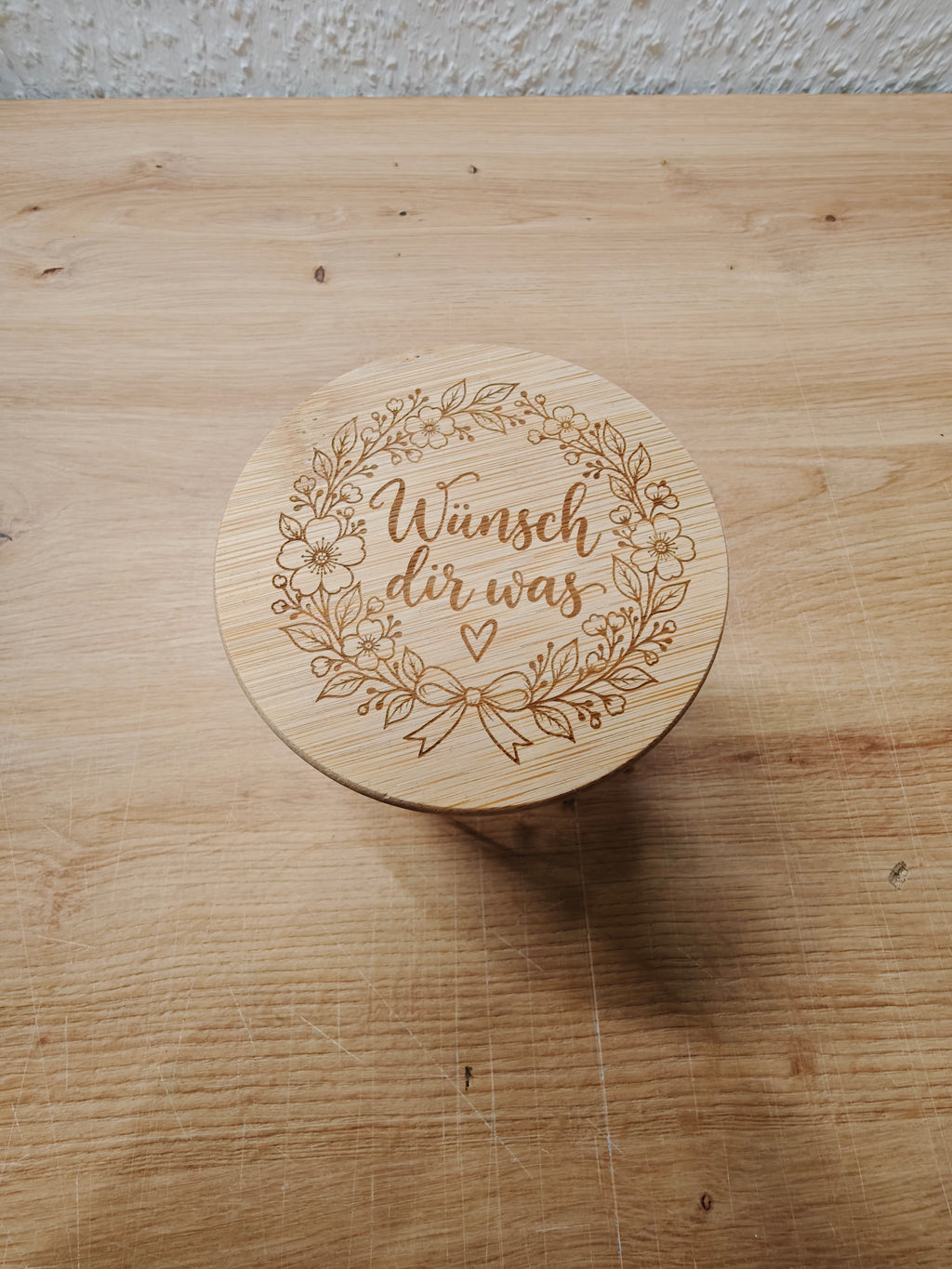 Wünsch dir was Glas 450 ml | Wunschglas mit Holzdeckel | optional gravierter Deckel | Geschenkidee für Wünsche & Erinnerungen
