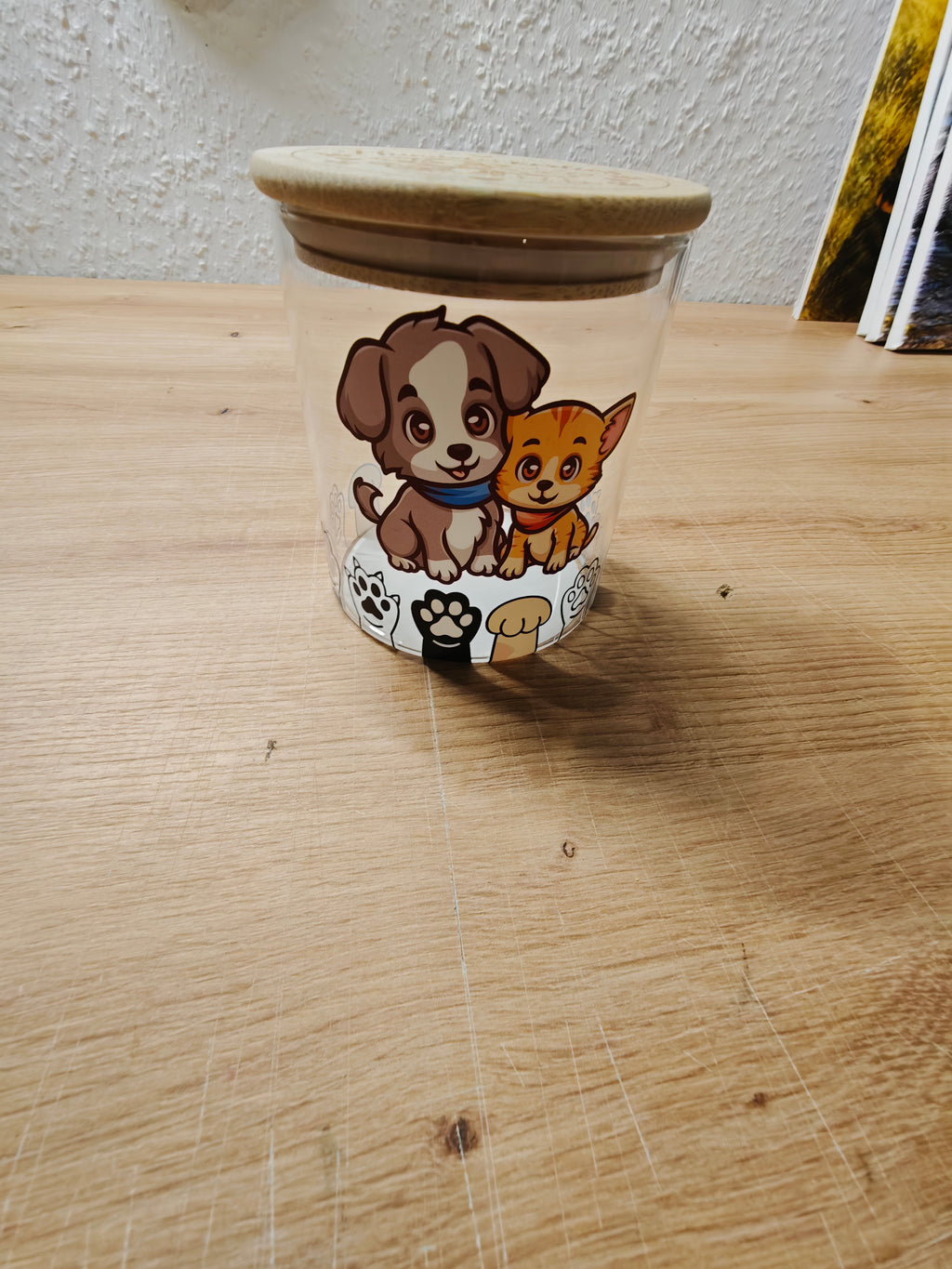 Hundeleckerlies Glas 450 ml mit Holzdeckel | Leckerliglas Hund | optional mit graviertem Deckel | Geschenk für Hundebesitzer