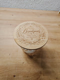 Für das Brautpaar Glas 450 ml mit Holzdeckel | Hochzeitsgeschenk | optional mit graviertem Deckel | Alles Liebe zur Hochzeit