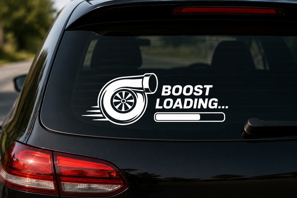 Boost Loading Autoaufkleber | Turbo Sticker | Turbolader Aufkleber | Tuning Auto Sticker | Racing Decal | JDM Style | Heckscheibe Aufkleber