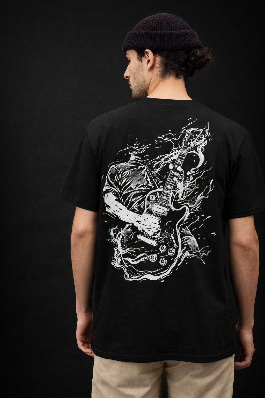 Rock Guitar Sweatshirt – Gitarrist Rückenprint Pullover – Rocker Streetwear Crewneck – Geschenk für Musiker & Gitarrenfans